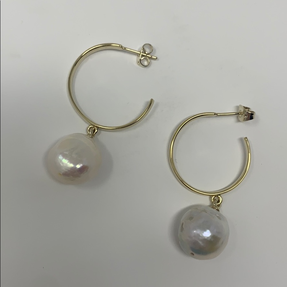 Gold Hoops with Pearls